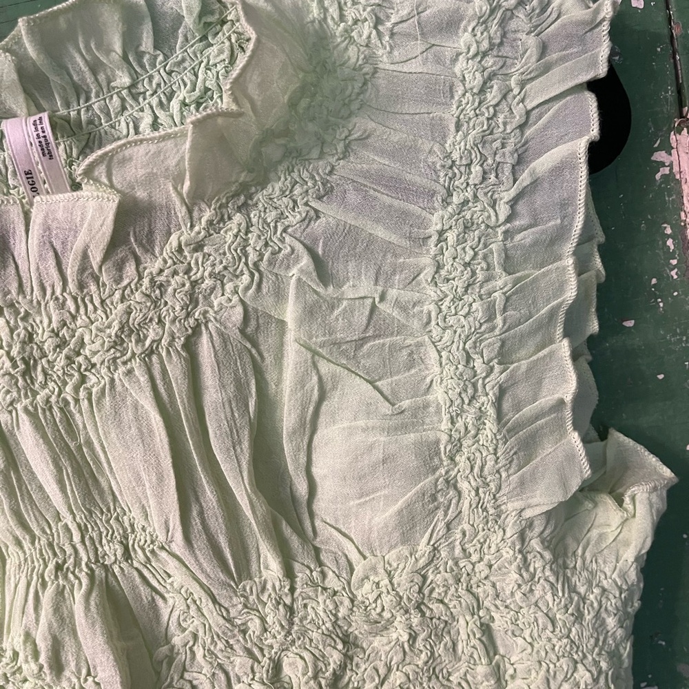 Anthropologie Light Mint Green Ruffled Women's Top Size Medium